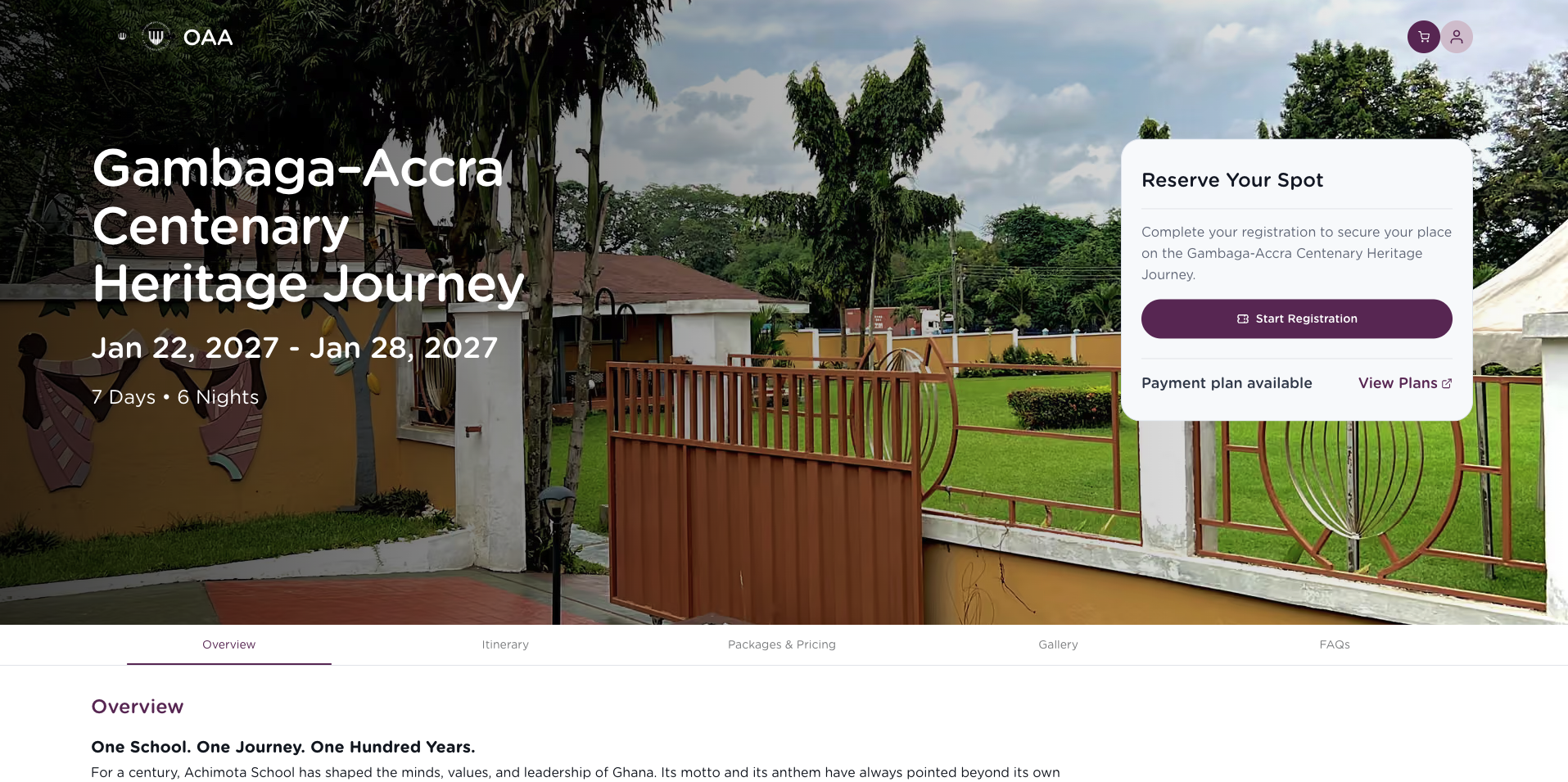 OAA centenary heritage journey.