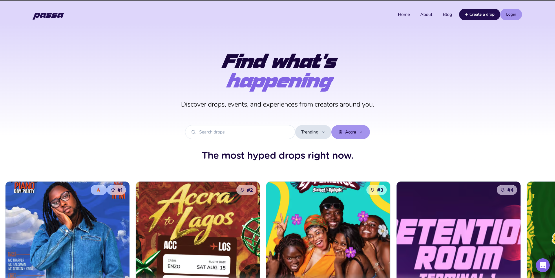 Passa event discovery & ticketing platform.